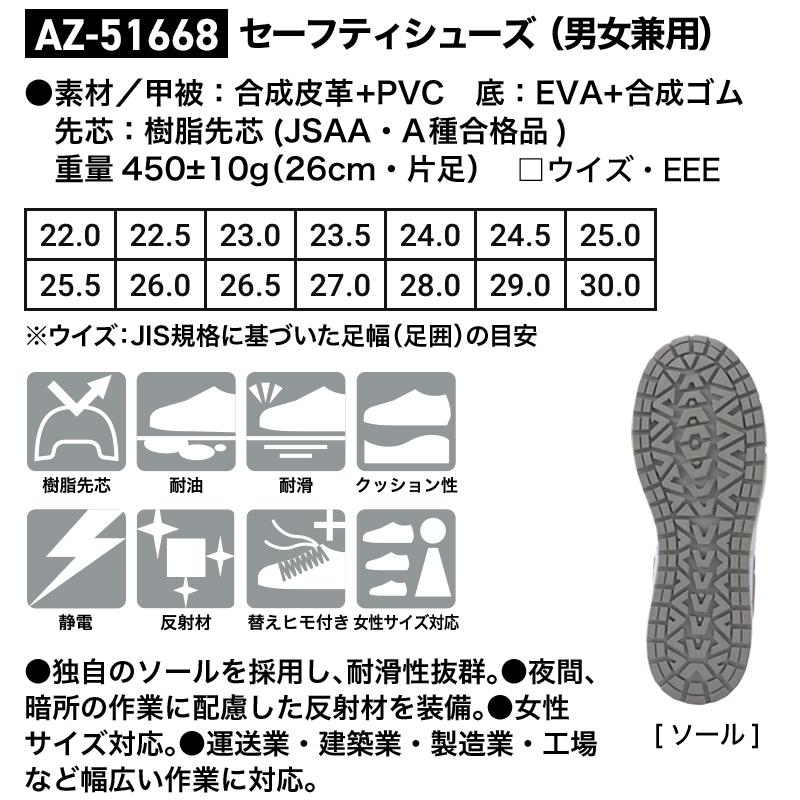 セーフティシューズ（男女兼用）[アイトス/AZ-51668]22-30cm