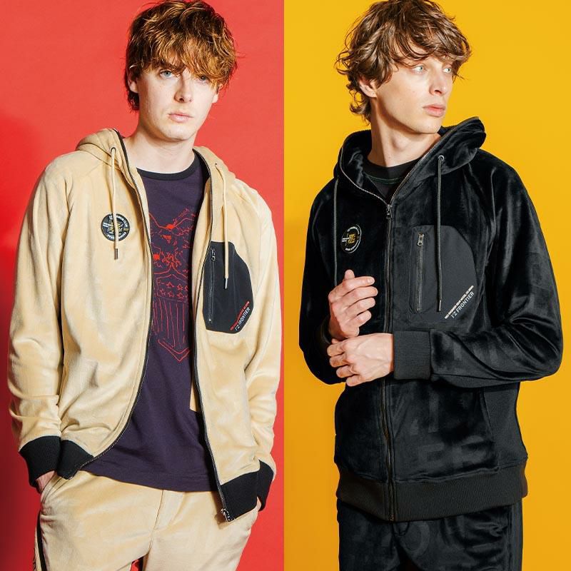 ストレッチベロアフーデッドジャケット[アイズフロンティア/9968](S-3L