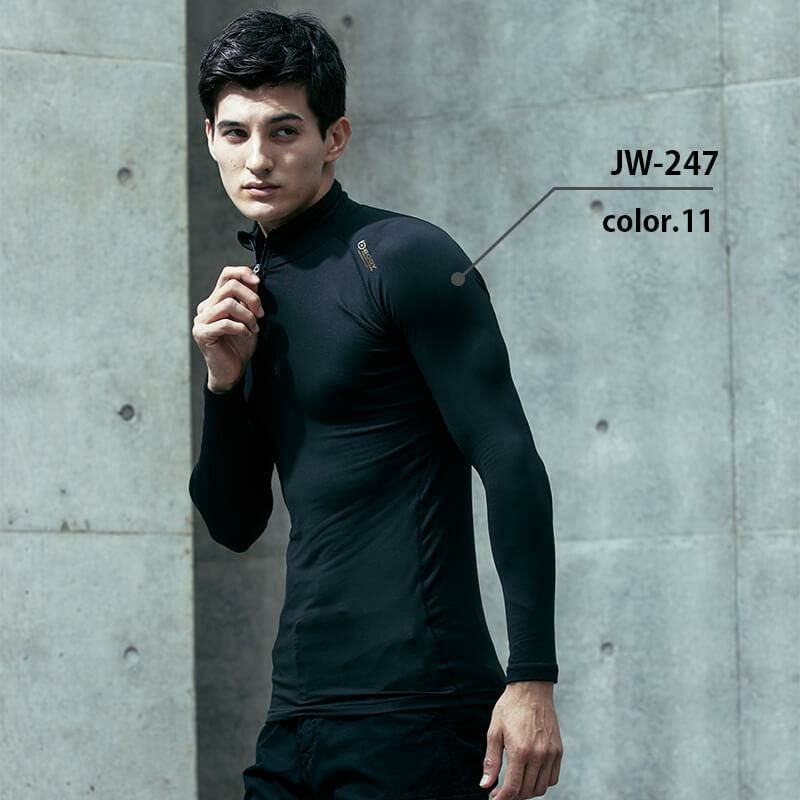 BTパワーストレッチ サーモエボハーフジップハイネックシャツ[おたふく手袋/JW-247] S-3L