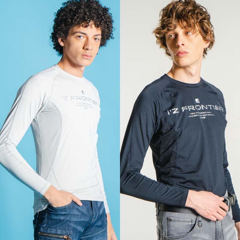 冷感・遮熱・消臭 コンプレッションクルーネックシャツ[アイズフロンティア/209]（S-XL）