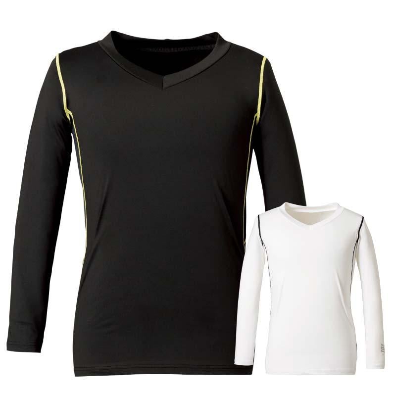 Vネック長袖コンプレッション 男性用[RC3905/ボンマックス]（S-XL）