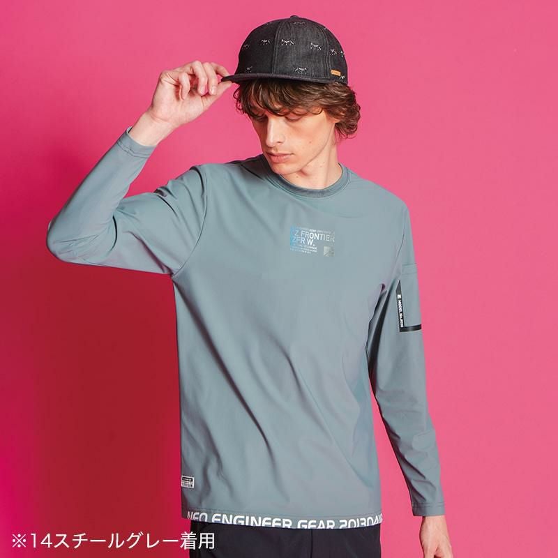 接触冷感ストレッチナイロン長袖クルーネックシャツ[アイズ