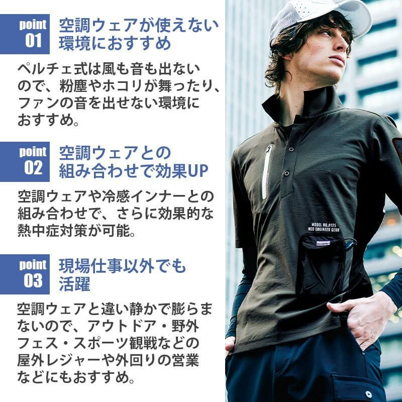 冷却ペルチェ専用半袖ポロシャツ+ペルチェデバイス(タイプ3)+
