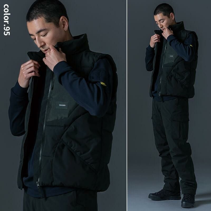 美品✨  ダウンベスト ブラック Sサイズ 2302jm ニッカーズファイバーダウンベスト[TS DESIGN/55328] S-4L｜作業服